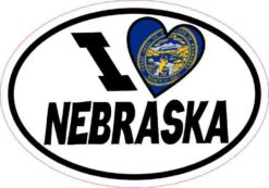 Oval I Love Nebraska Sticker