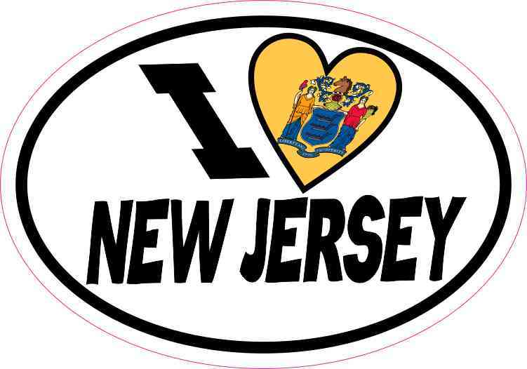 Oval I Love New Jersey Sticker