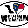 Oval I Love North Carolina Sticker