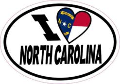 Oval I Love North Carolina Sticker