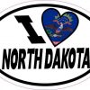 Oval I Love North Dakota Sticker