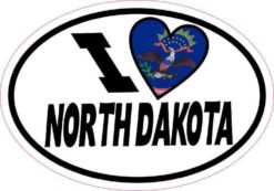 Oval I Love North Dakota Sticker