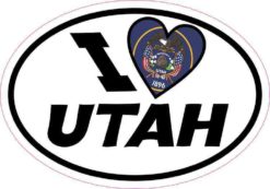 Oval I Love Utah Sticker