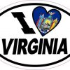 Oval I Love Virginia Sticker