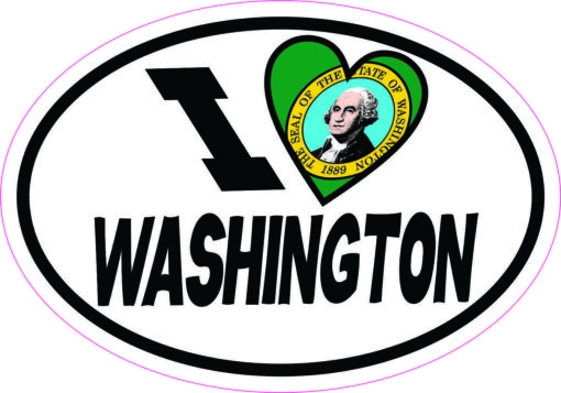 Oval I Love Washington Sticker