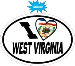 Alternative view of 5 in x 3.5 in Oval I Love West Virginia Sticker