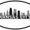 Oval Kansas City Skyline Sticker