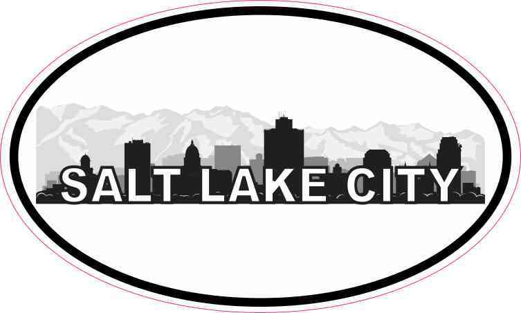 Oval Salt Lake City Skyline Sticker
