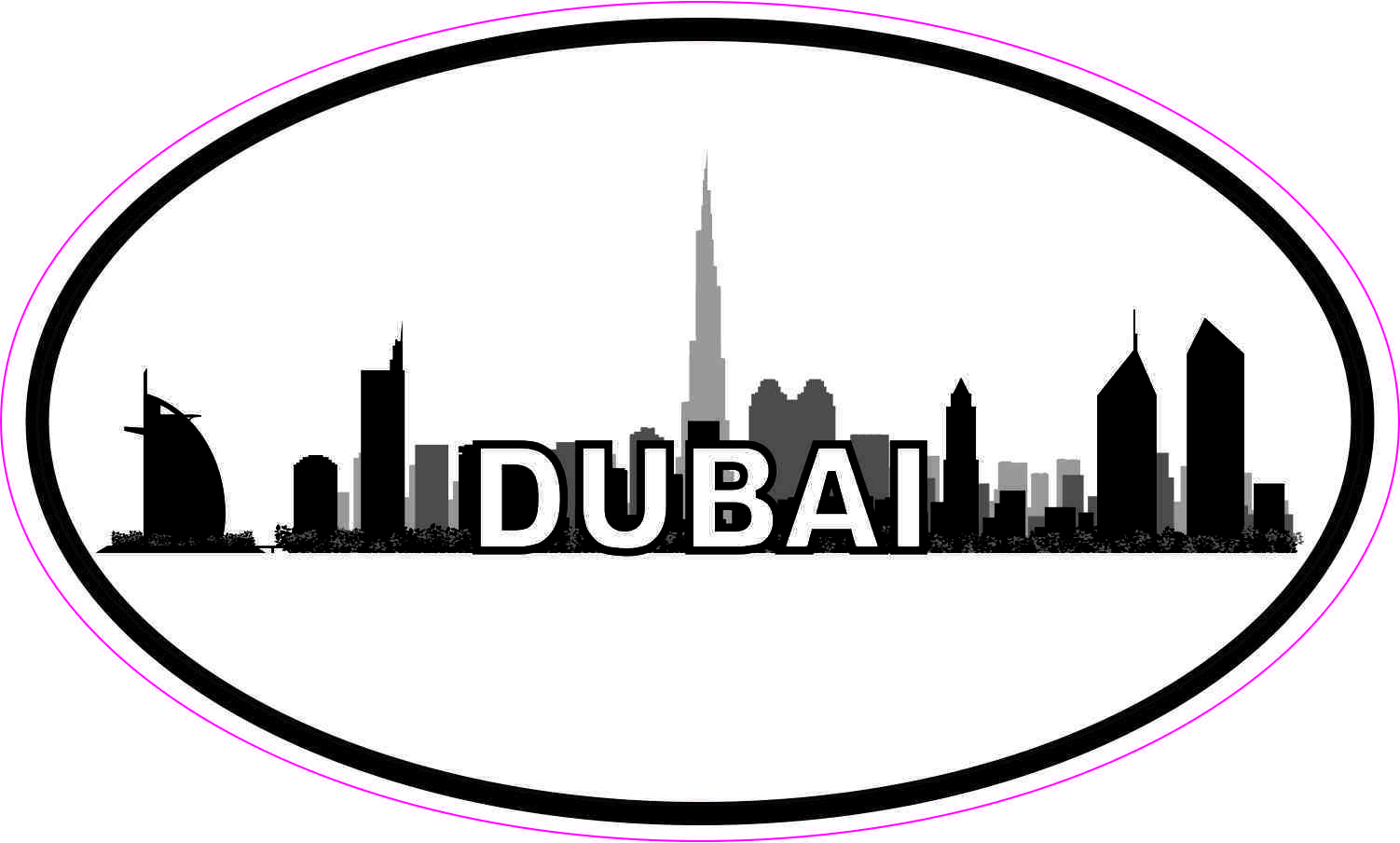 Oval Dubai Skyline Sticker