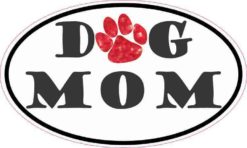 Oval Paw Print Dog Mom Sticker