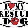 Oval I Love My Rescue Dog Sticker
