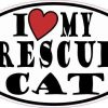 Oval I Love My Rescue Cat Sticker