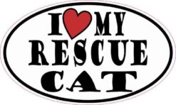Oval I Love My Rescue Cat Sticker