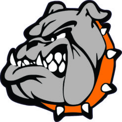 Orange Collared Bulldog Mascot Sticker