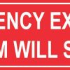 Emergency Exit Only Alarm Will Sound Permanent Vinyl Sticker
