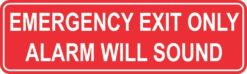 Emergency Exit Only Alarm Will Sound Permanent Vinyl Sticker