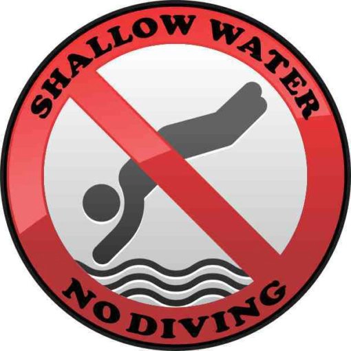 Shallow Water No Diving Permanent Vinyl Sticker