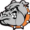 Orange Collared Bulldog Mascot Sticker