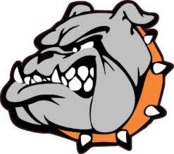 Orange Collared Bulldog Mascot Sticker
