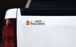 8in x 2in Black Cat Happy Halloween Sticker