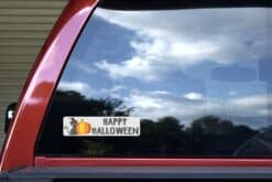 8in x 2in Black Cat Happy Halloween Sticker