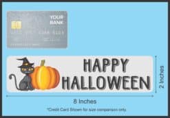 8in x 2in Black Cat Happy Halloween Magnet