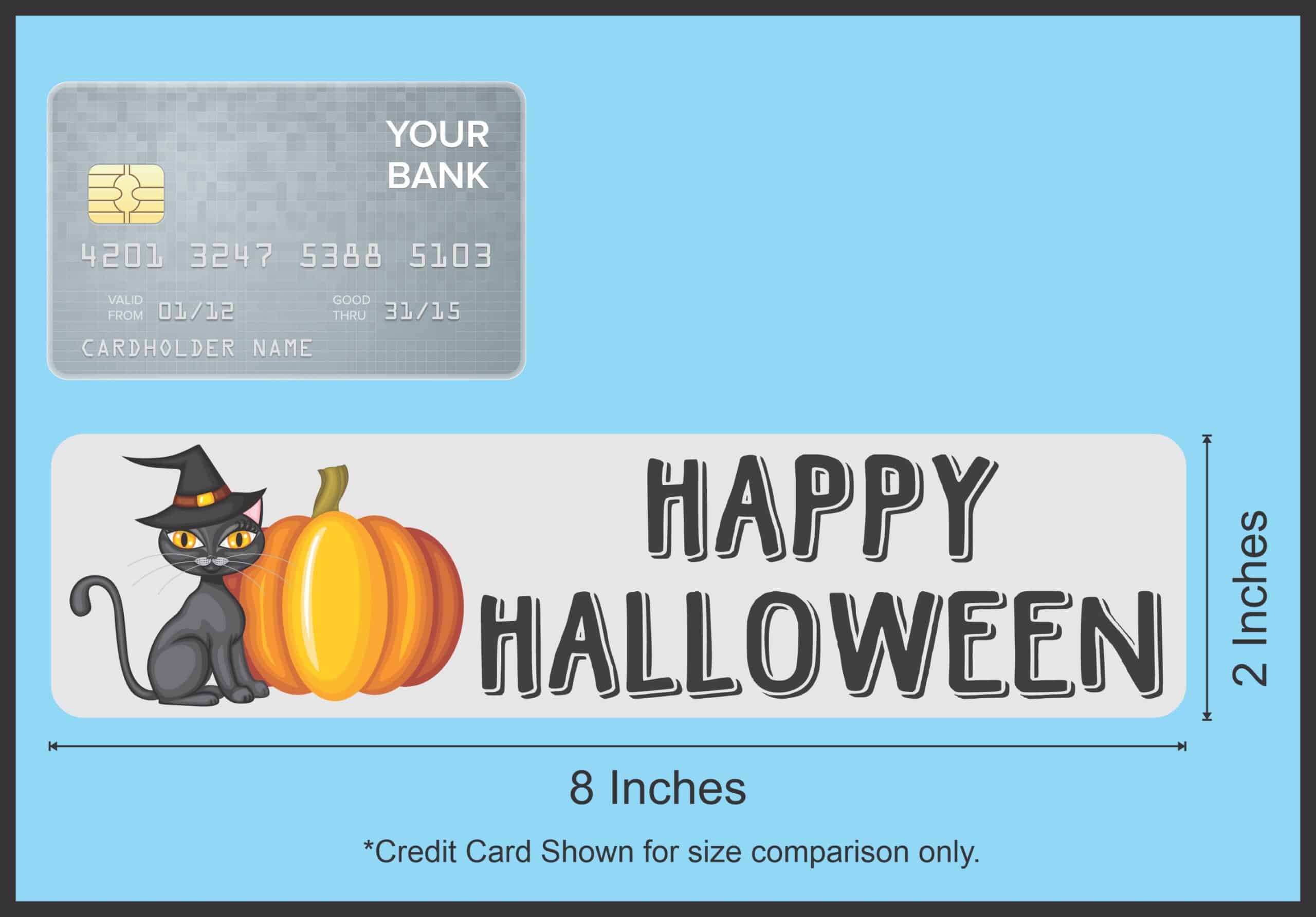 8in x 2in Black Cat Happy Halloween Sticker