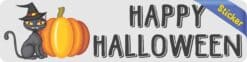 8in x 2in Black Cat Happy Halloween Sticker