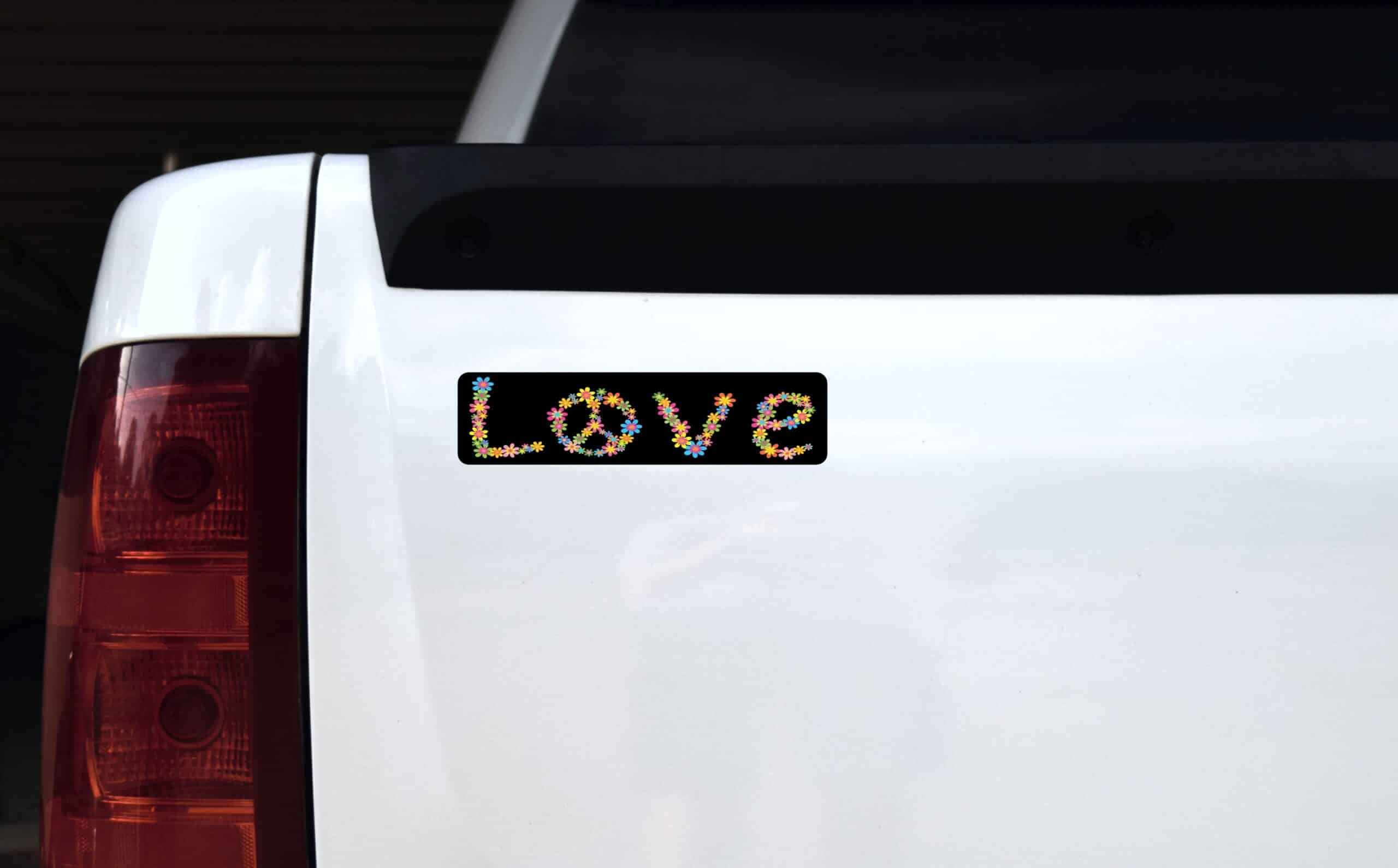 8in x 2in Floral Peace Symbol Love Sticker