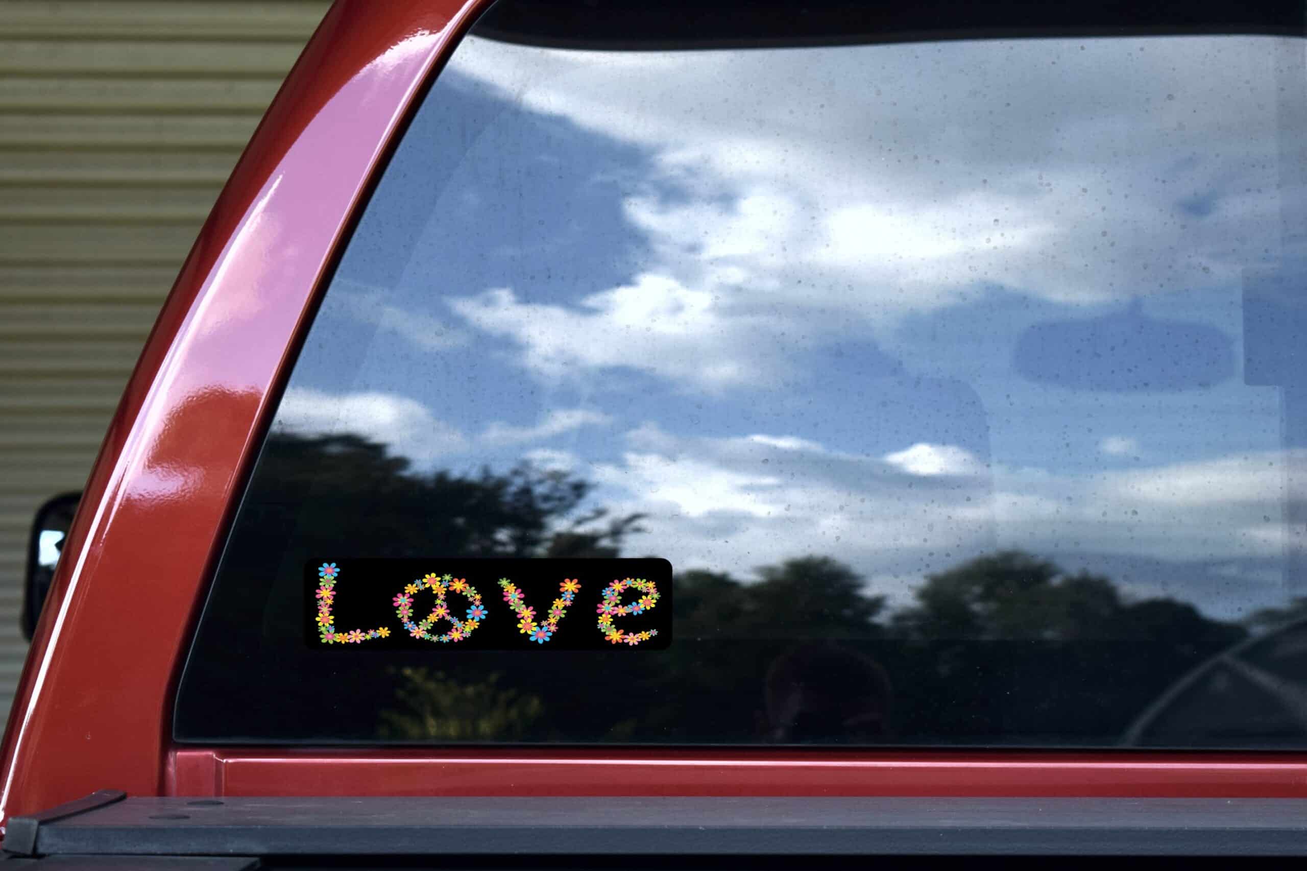 8in x 2in Floral Peace Symbol Love Sticker