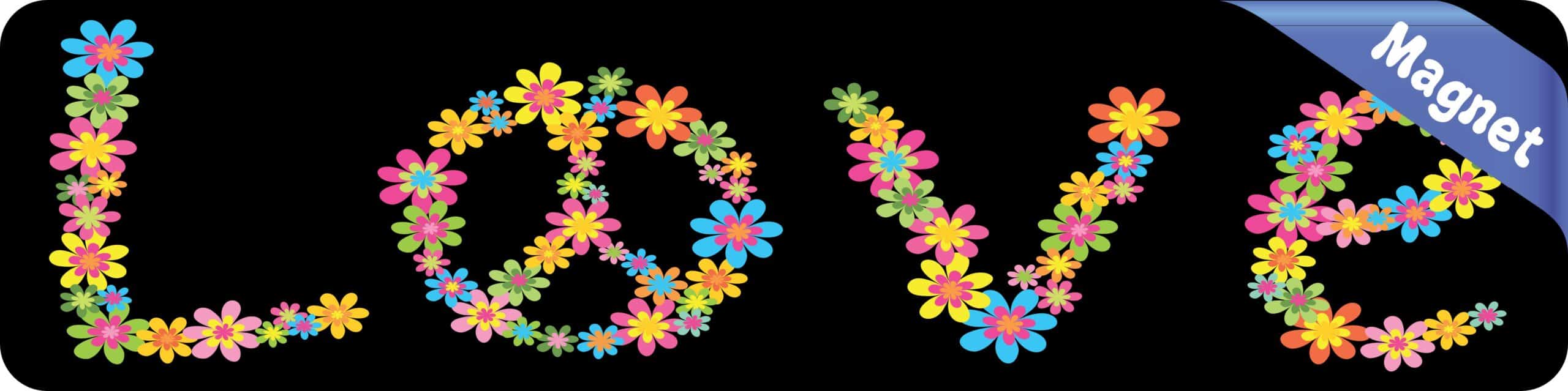 8in x 2in Floral Peace Symbol Love Magnet