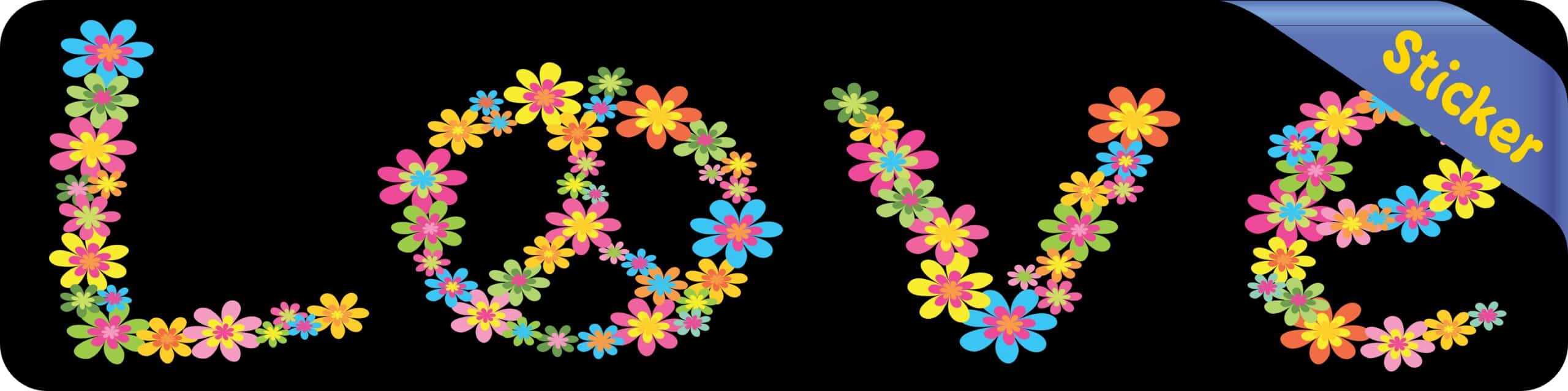 8in x 2in Floral Peace Symbol Love Sticker