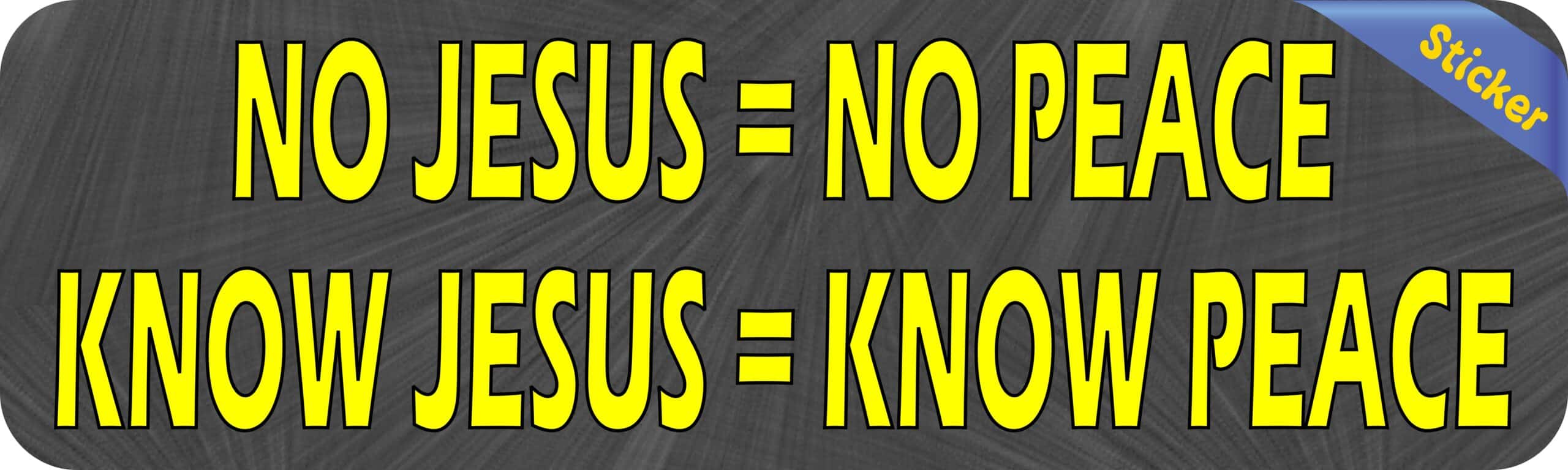 10in x 3in Know Jesus Know Peace Bumper Sticker