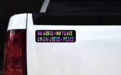 10in x 3in Colorful No Jesus No Peace Bumper Sticker