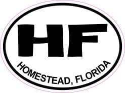 4in x 3in Oval HF Homestead Florida Sticker