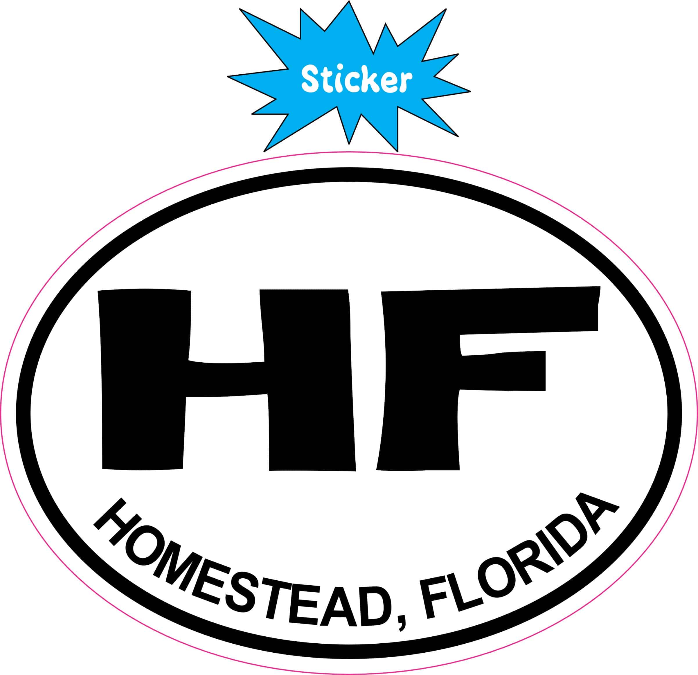 4in x 3in Oval HF Homestead Florida Sticker - Image 2