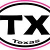 Pink Border Oval TX Texas Sticker