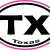 Pink Border Oval TX Texas Sticker
