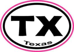 Pink Border Oval TX Texas Sticker