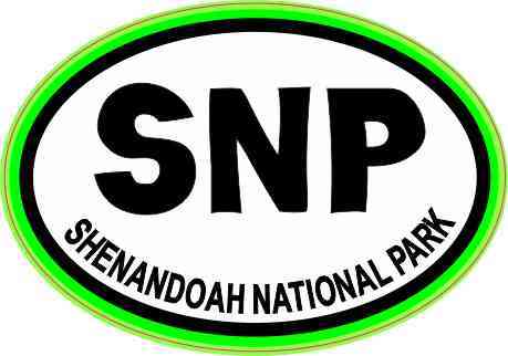 Green Oval SNP Shenandoah National Park Sticker