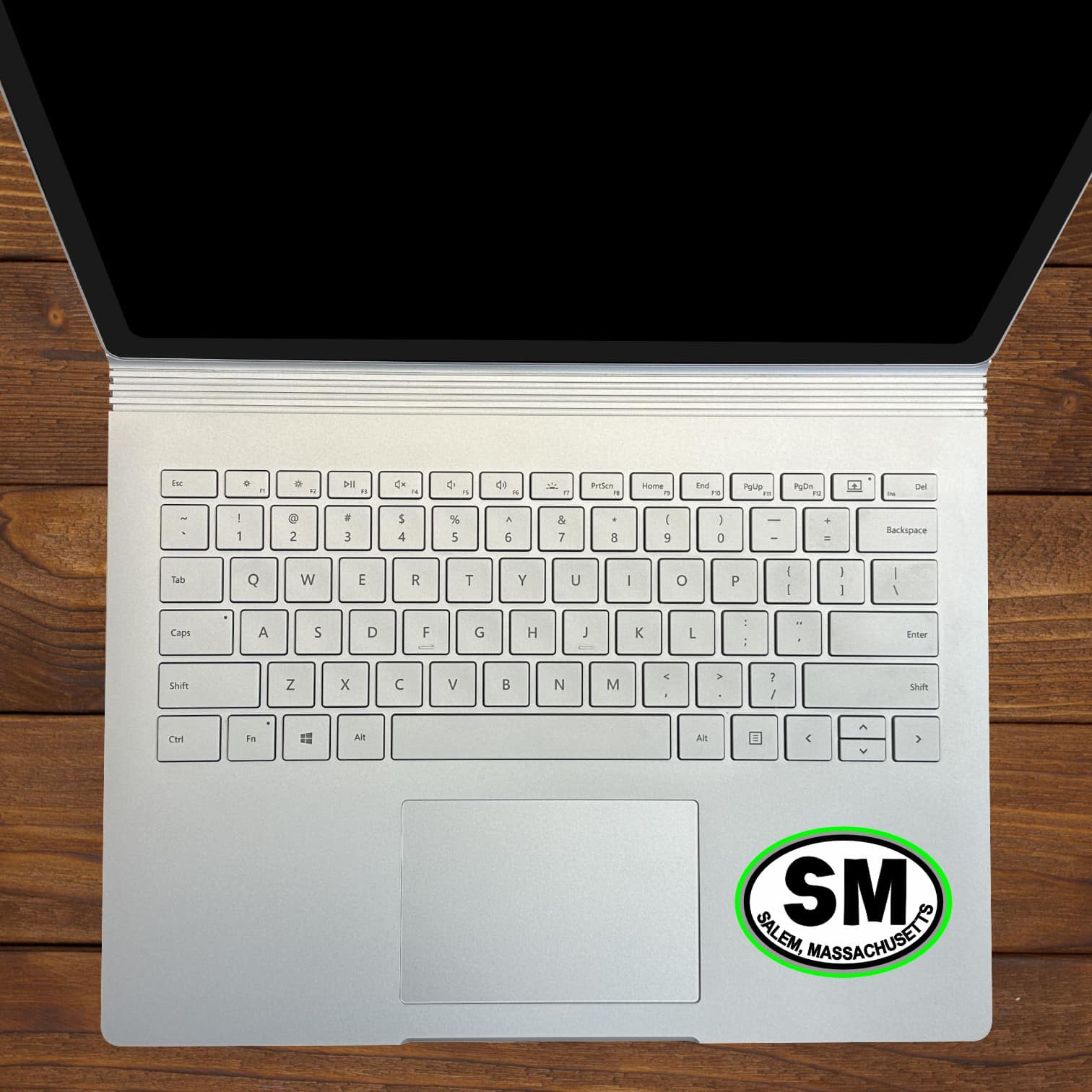 3in x 2in Green Oval SM Salem Massachusetts Sticker - Image 4