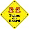6in x 6in Boy Twins on Board Magnet