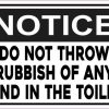 Notice Do Not Throw Rubbish of Any Kind in the Toilet Sticker