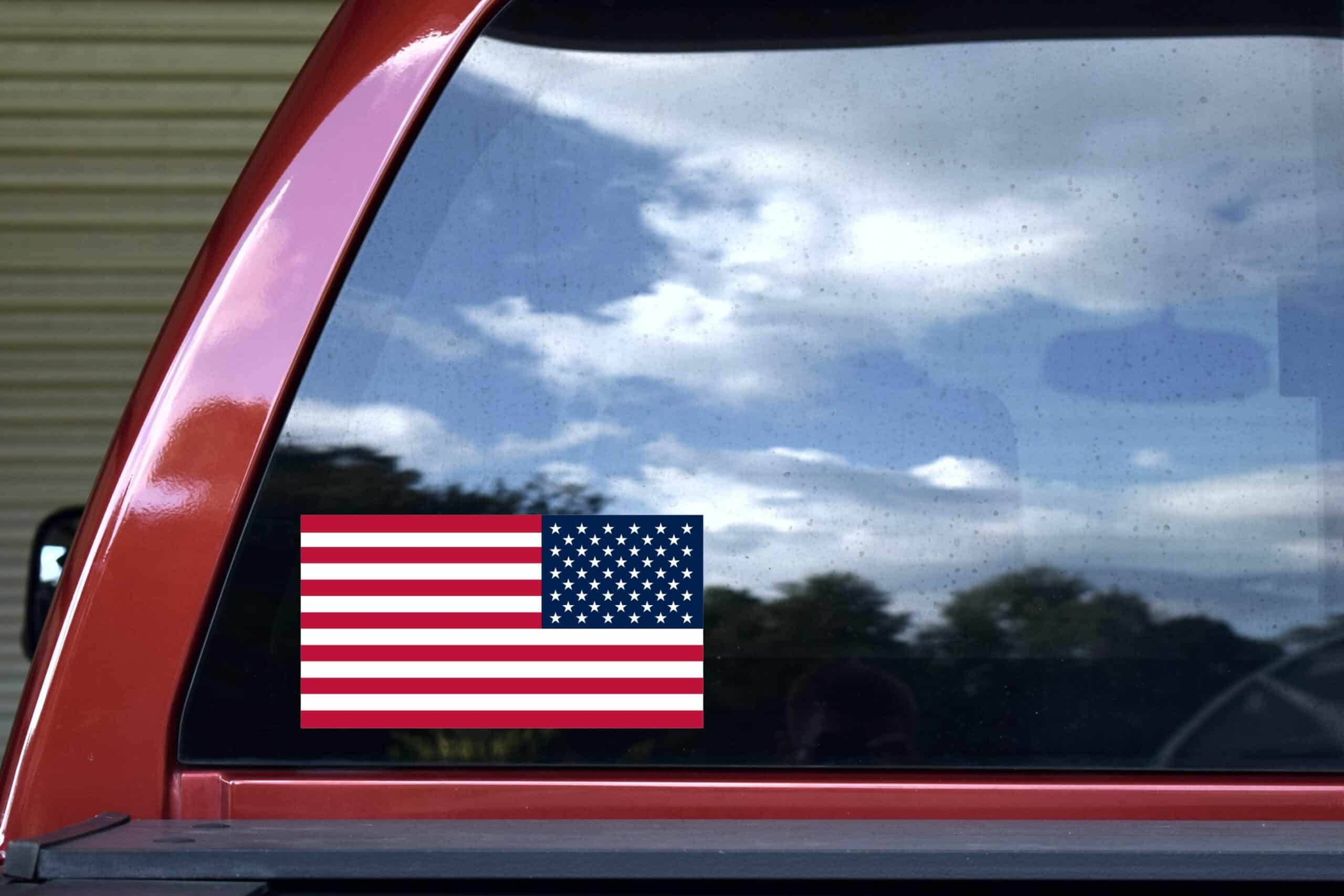 8.5in x 4.5in Retreating American Flag Sticker