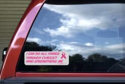 10in x 3in Philippians 4:13 Breast Cancer Bumper Sticker