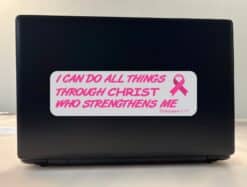 10in x 3in Philippians 4:13 Breast Cancer Bumper Sticker