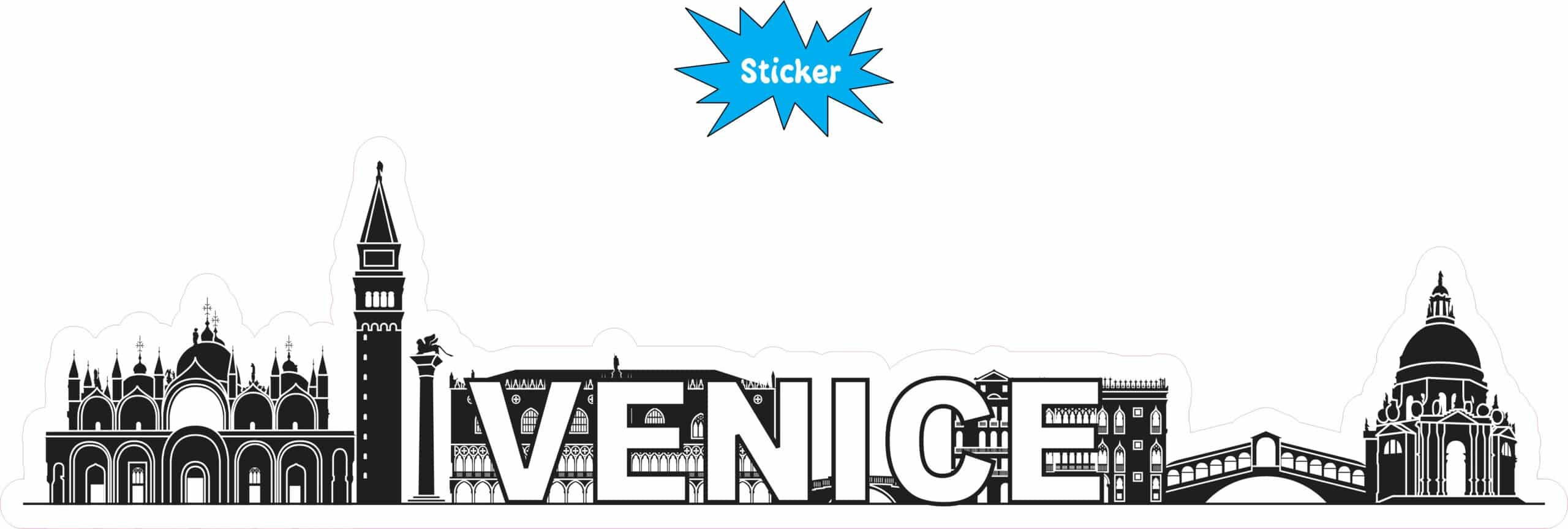 10in x 2.5in Venice Skyline Sticker