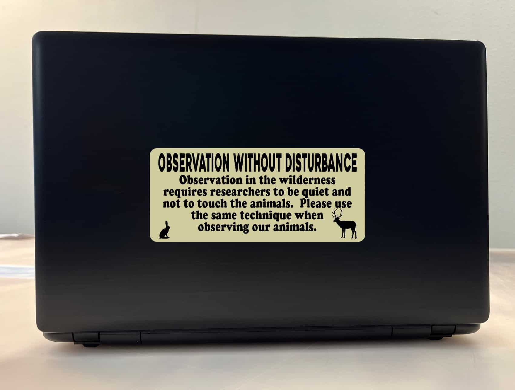 7in x 3in Green Observation Without Disturbance Sticker