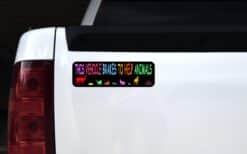 10in x 3in This Vehicle Brakes to Help Animals Bumper Sticker