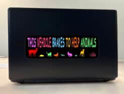 10in x 3in This Vehicle Brakes to Help Animals Bumper Sticker